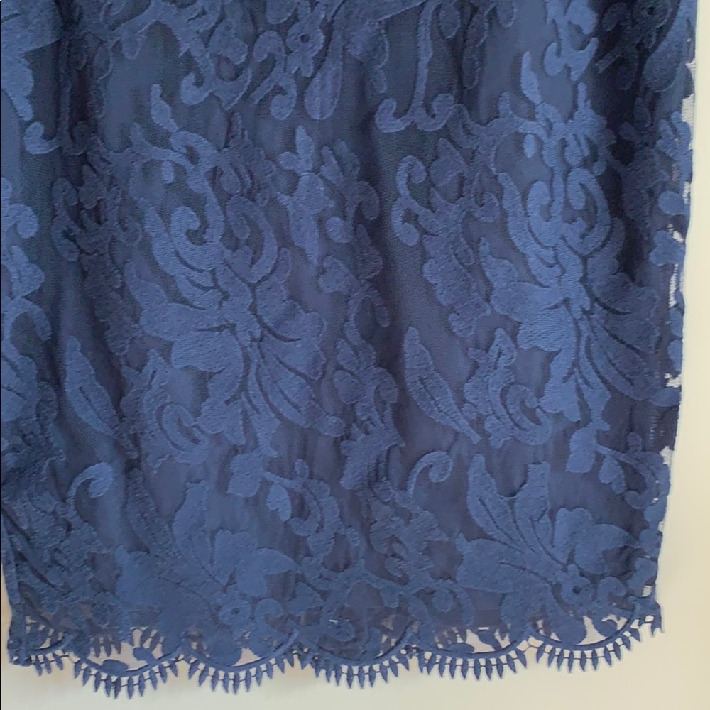 NWT Ann Taylor Navy Pencil Lace Skirt 0 - Picture 4 of 6